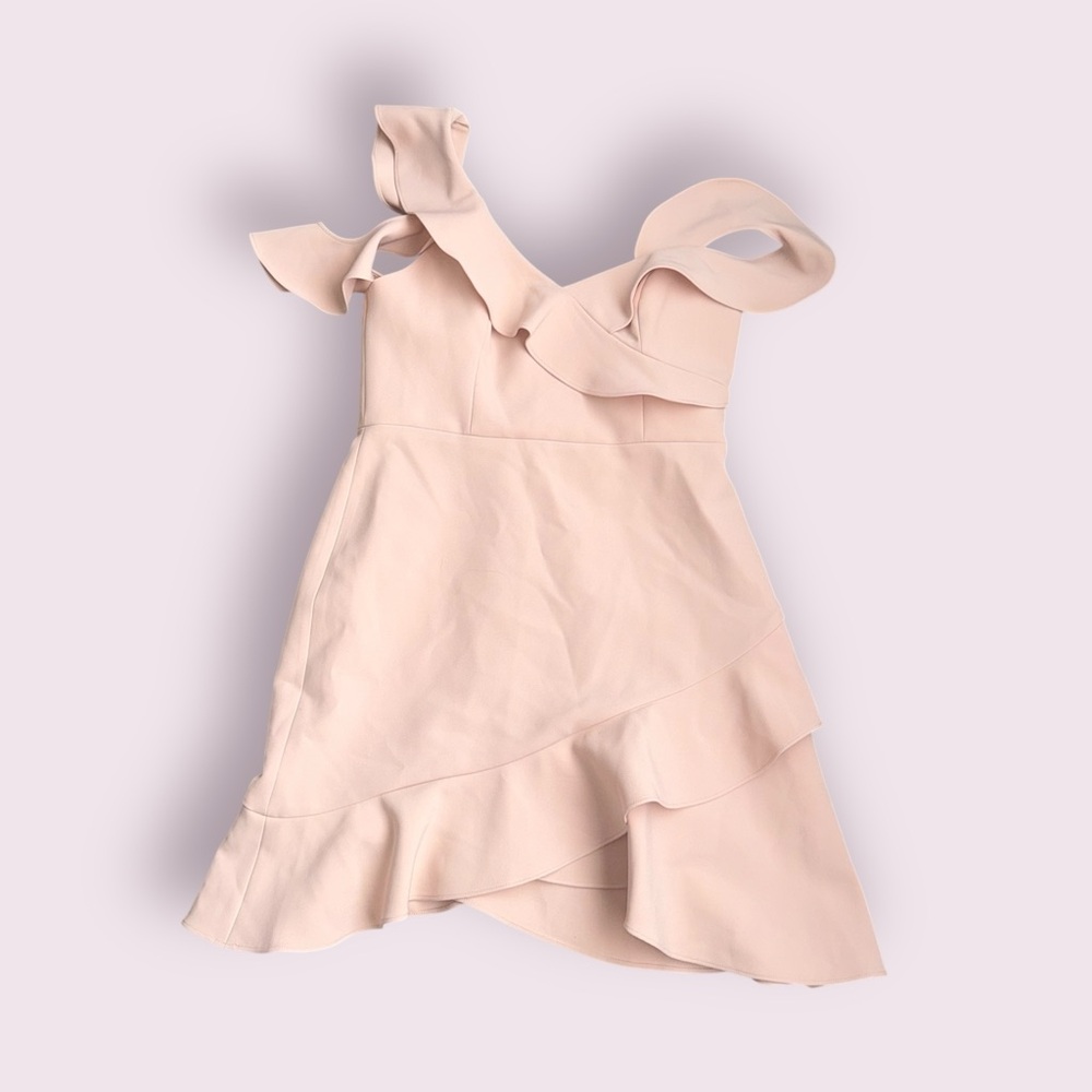 BCBG Max Azria Off Shoulder Formal Dress Bodycon Cream Pink